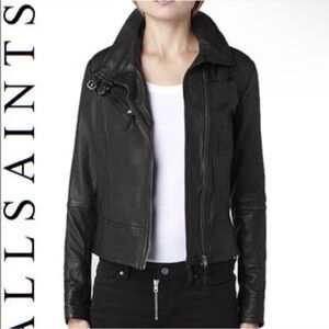 EUC AllSaints black leather Jacket Belvedere

Womens US Size 6